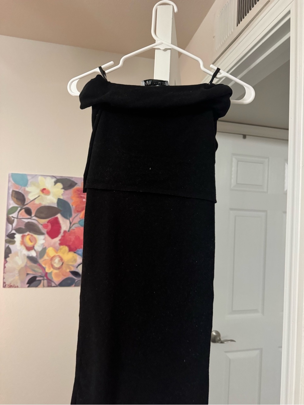 Zara Black Strapless Fold-Over Mini Dress